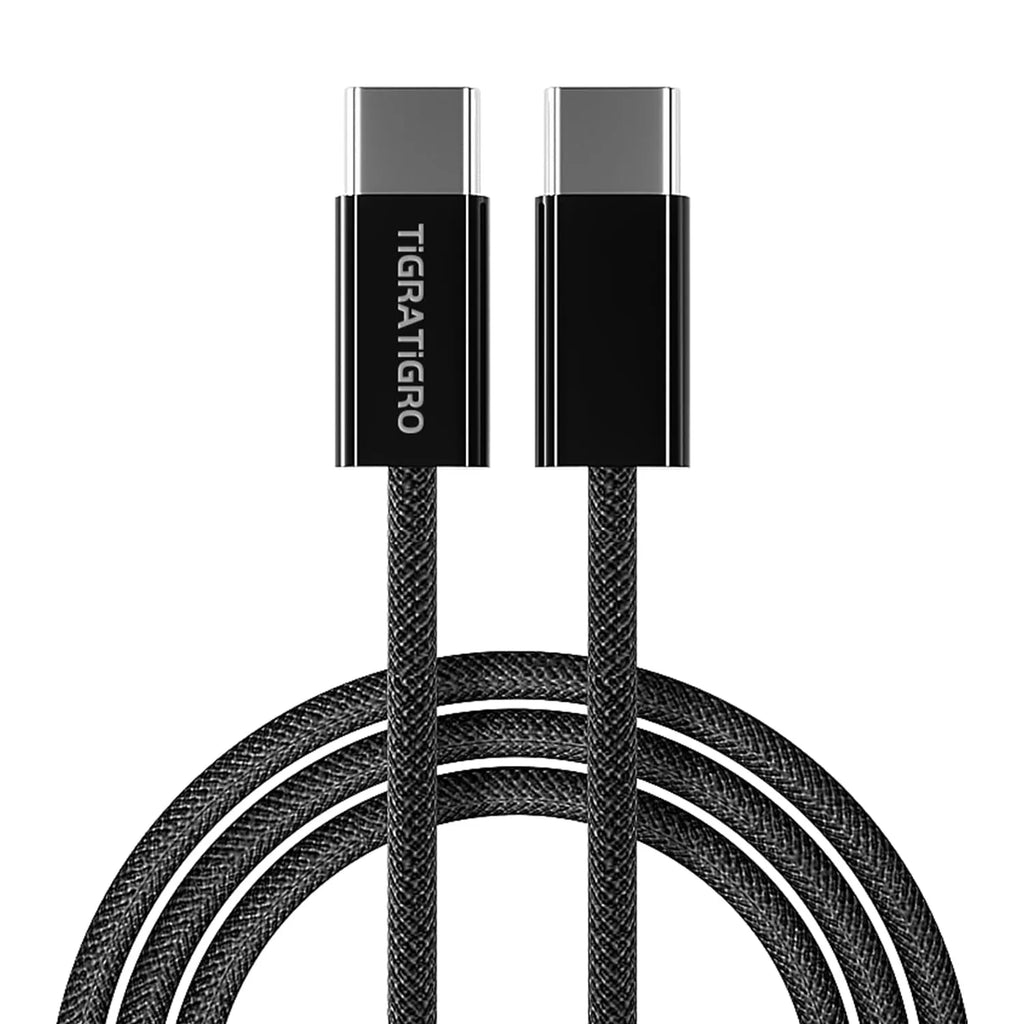 Cavo di ricarica rapida USB-C a USB-C in nylon nero da 60W PD.