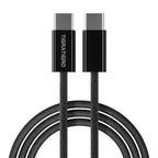 Cavo di ricarica rapida USB-C a USB-C in nylon nero da 60W PD.