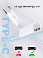 Cavo di ricarica rapida PD da 60W USB-C a USB-C in nylon blu