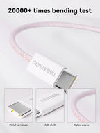 Cavo di ricarica rapida PD da 60W USB-C a USB-C in nylon rosa