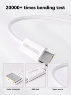 Cavo di ricarica rapida PD da 60W USB-C a USB-C in nylon bianco