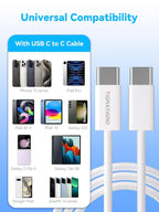 Cavo di ricarica rapida PD da 60W USB-C a USB-C in nylon bianco