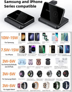 W82 Nero caricatore wireless 3 in 1 pieghevole