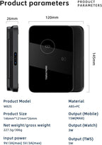 W82 Nero caricatore wireless 3 in 1 pieghevole