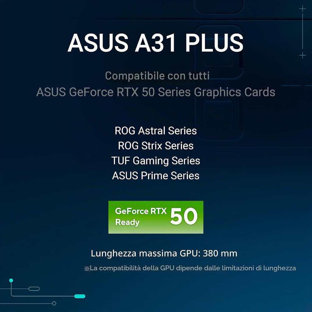 ASUS A31 Plus TG ARGB - pannello e spazio interno