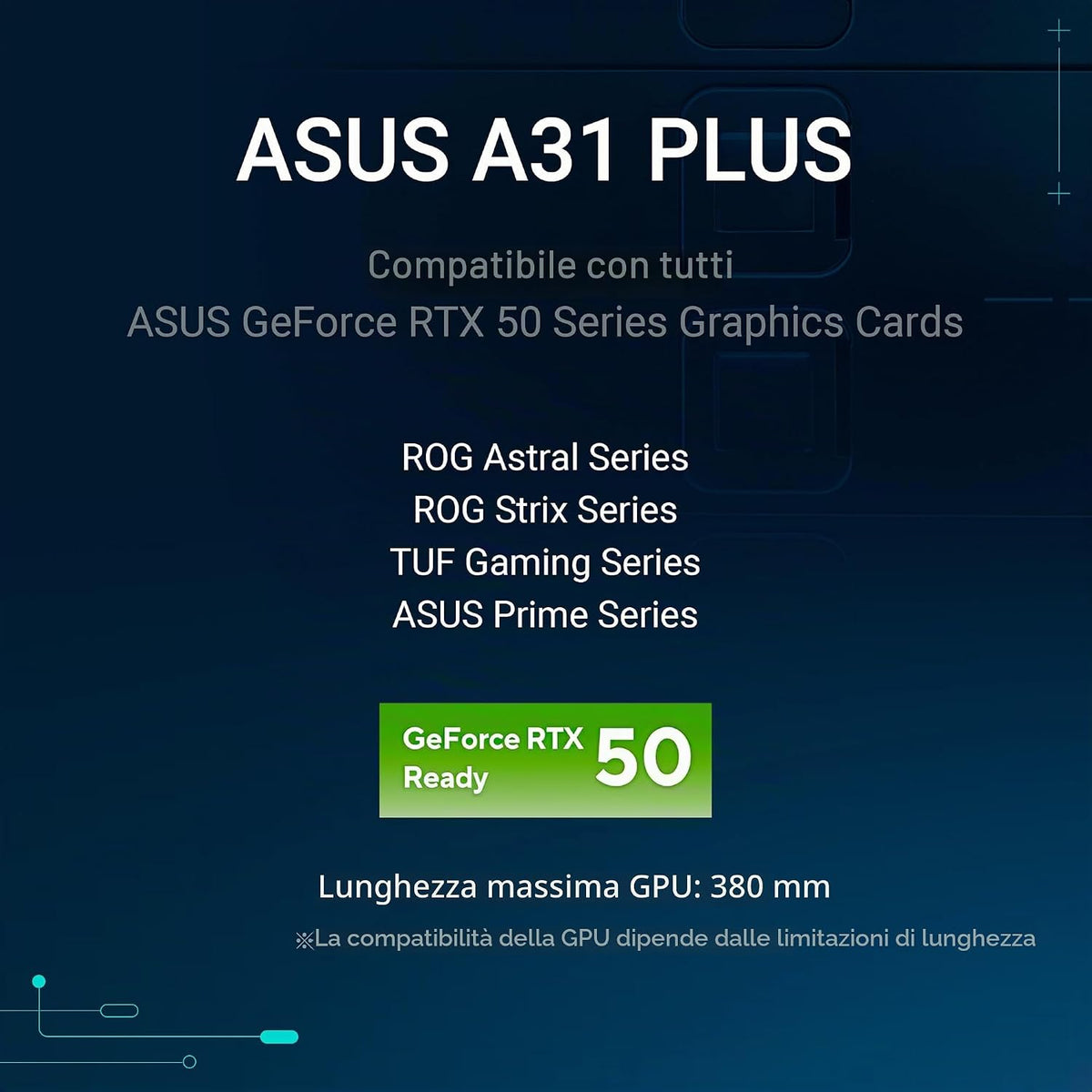 ASUS A31 Plus TG ARGB - pannello e spazio interno