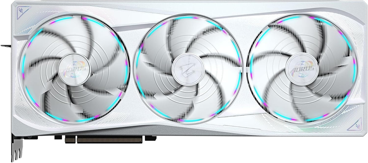 GIGABYTE AORUS RTX 5090 STEALTH ICE 32G - vista frontale con tre ventole