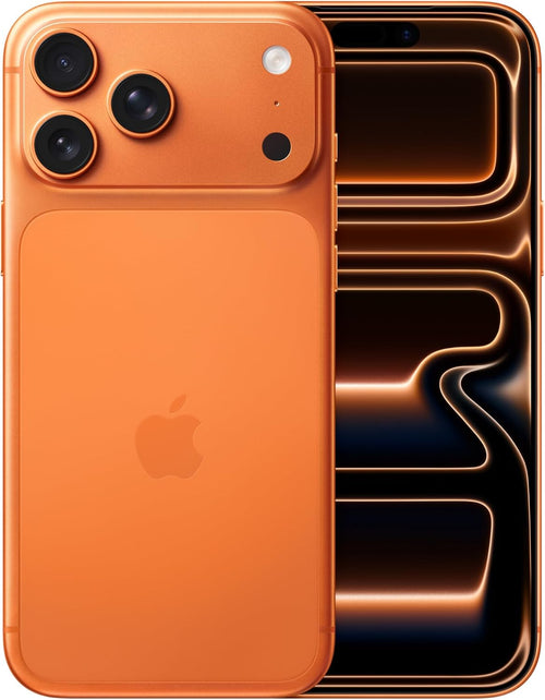 Apple iPhone 17 Pro Max arancione cosmico, vista frontale e posteriore
