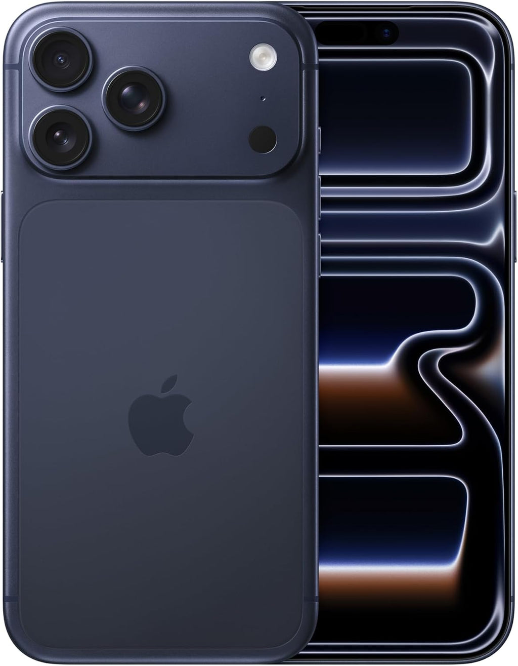 Apple iPhone 17 Pro Max blu profondo, vista frontale e posteriore