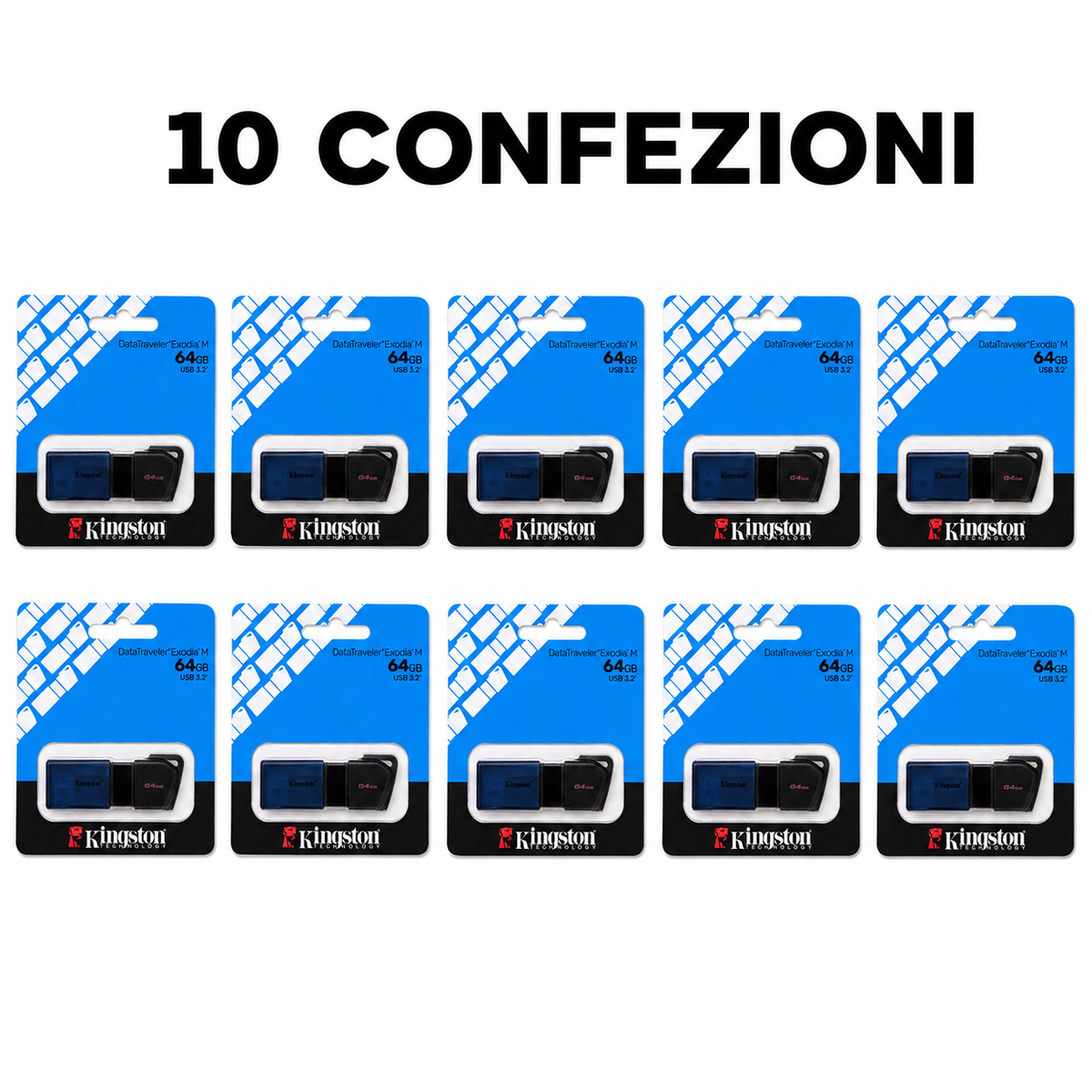 10 chiavette Kingston Exodia M 64GB in confezioni singole