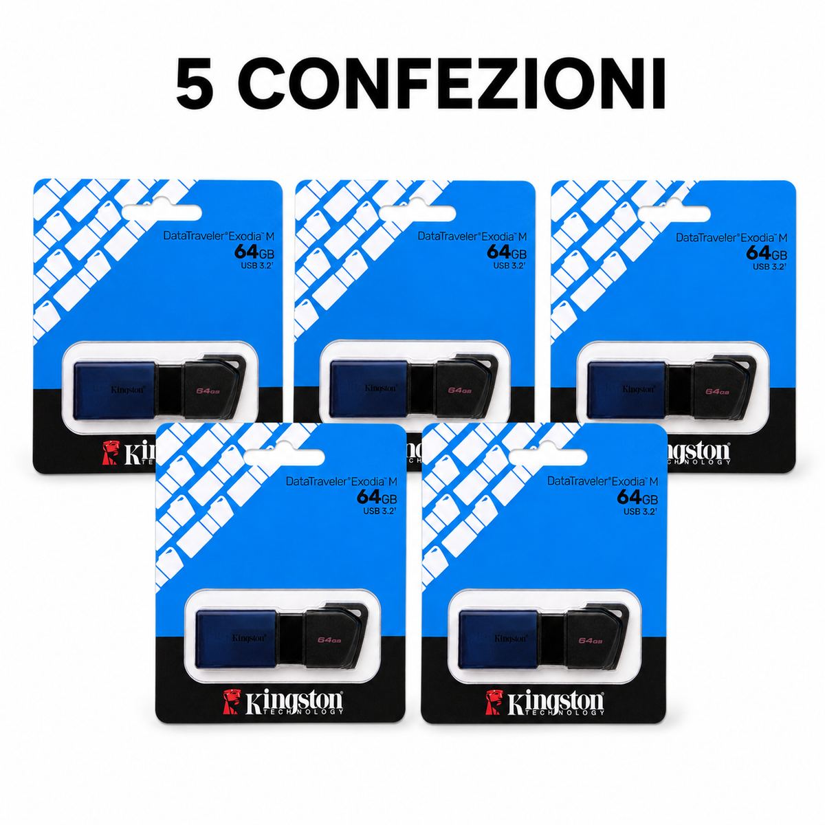 5 chiavette Kingston Exodia M 64GB in confezioni singole
