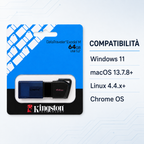 Compatibilità Kingston Exodia M 64GB con Windows, macOS, Linux e Chrome OS