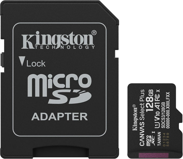 Kingston Canvas Select Plus 128GB microSDXC A1 U1 V10 con adattatore SD – confezioni multiple