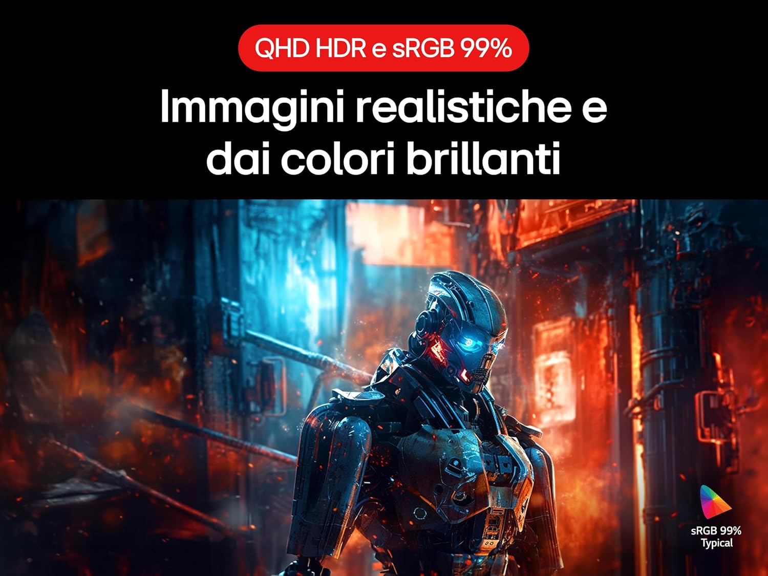 Monitor LG 27GS75Q-B QHD HDR10 con copertura sRGB 99 percento