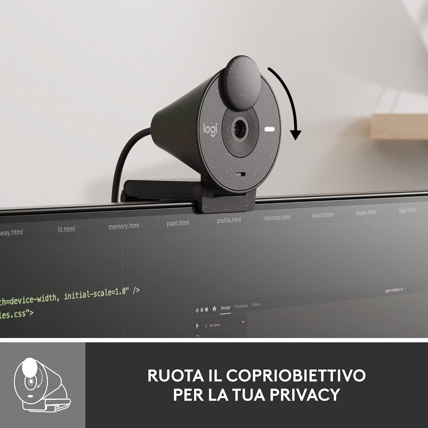Logitech Brio 300 otturatore privacy girevole integrato