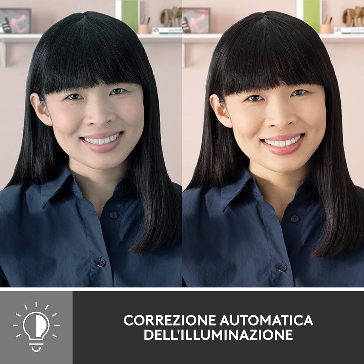 Logitech Brio 300 correzione automatica illuminazione RightLight 2