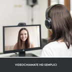 Logitech C270 webcam montata su monitor per videochiamate