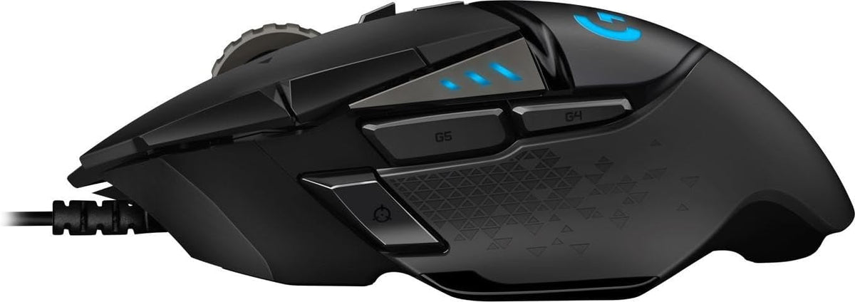 Logitech G502 HERO mouse gaming nero - vista laterale
