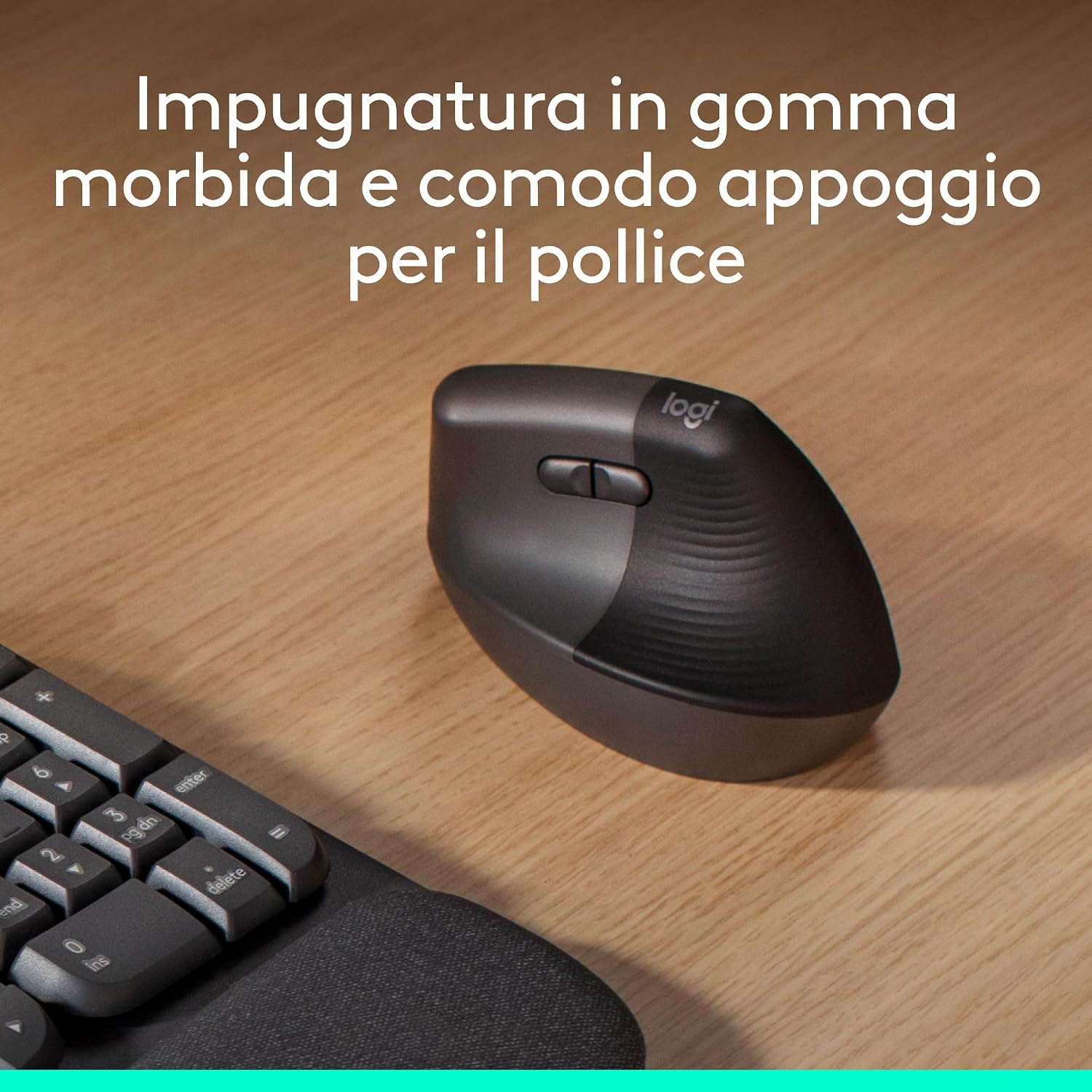 Logitech Lift mouse verticale grigio - comfort ergonomico