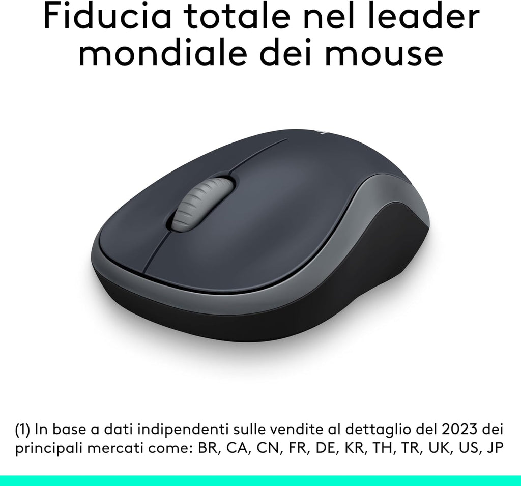 Logitech M185 mouse wireless compatto