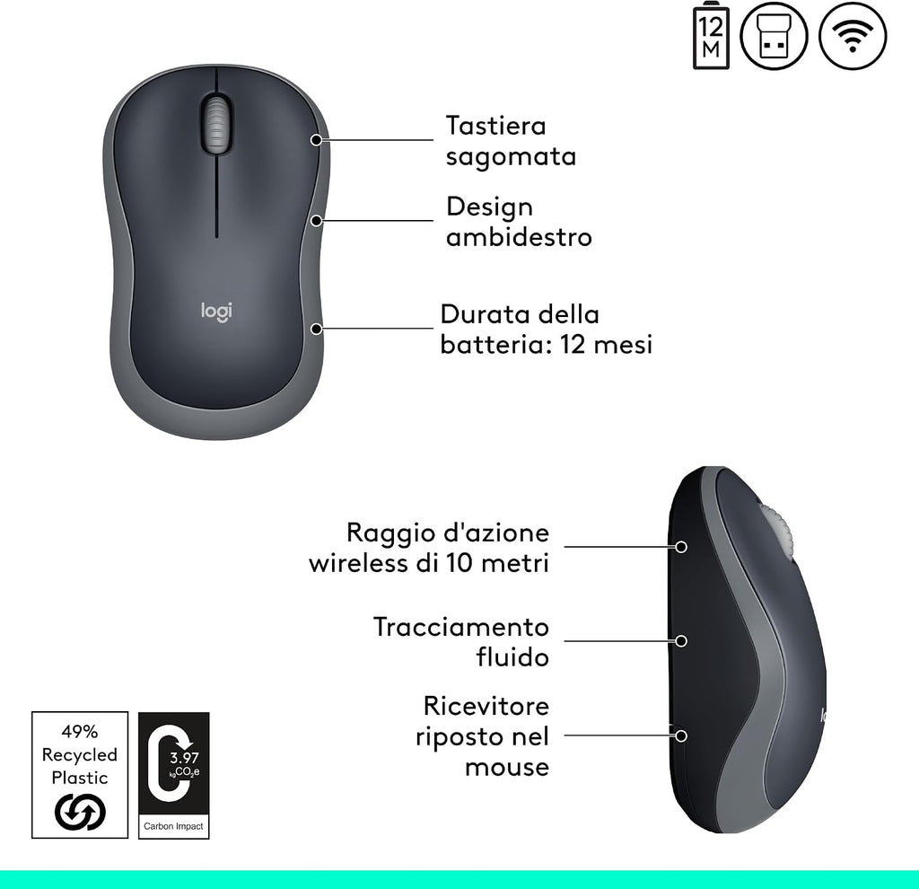 Logitech M185 autonomia fino a 12 mesi