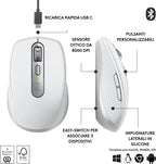 Logitech MX Anywhere 3S Pale Grey - Bluetooth, USB-C, 8000 DPI ed Easy-Switch