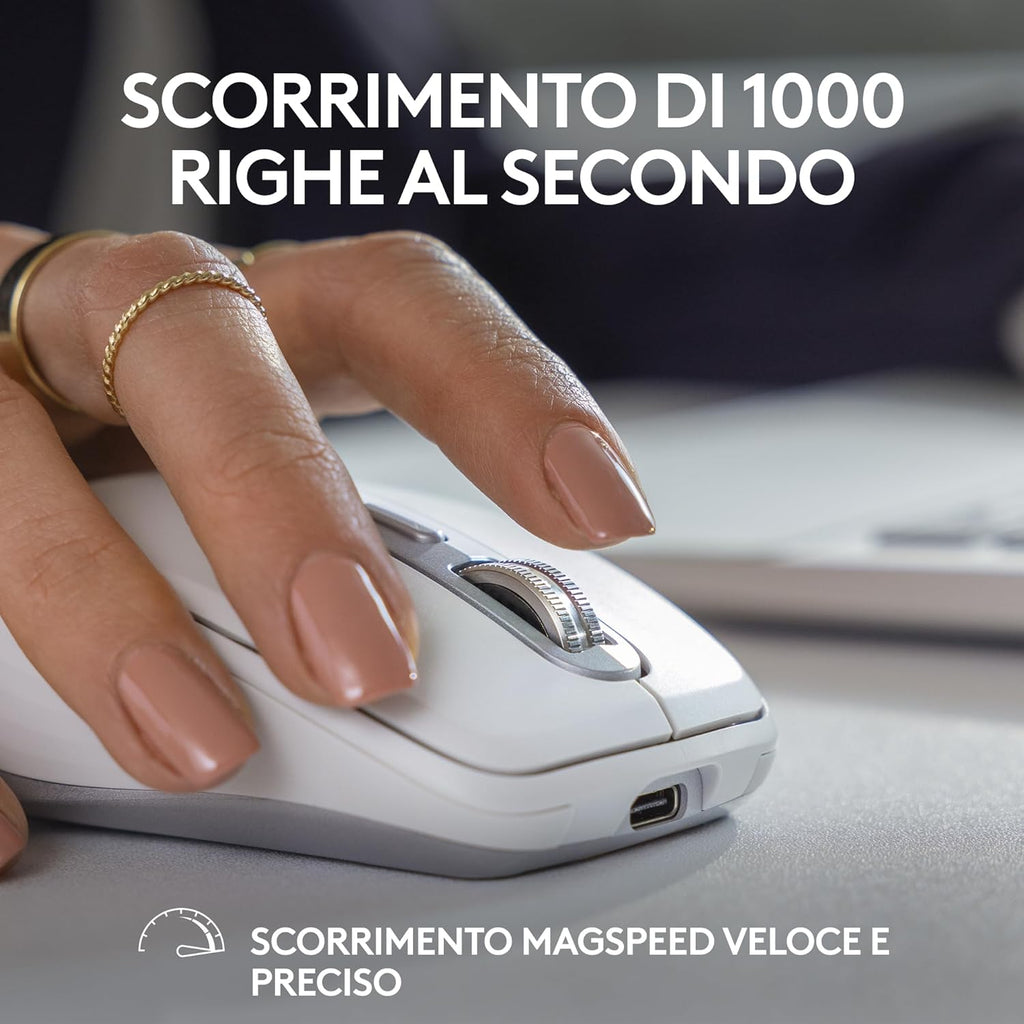 Logitech MX Anywhere 3S Pale Grey - rotella MagSpeed fino a 1000 righe al secondo