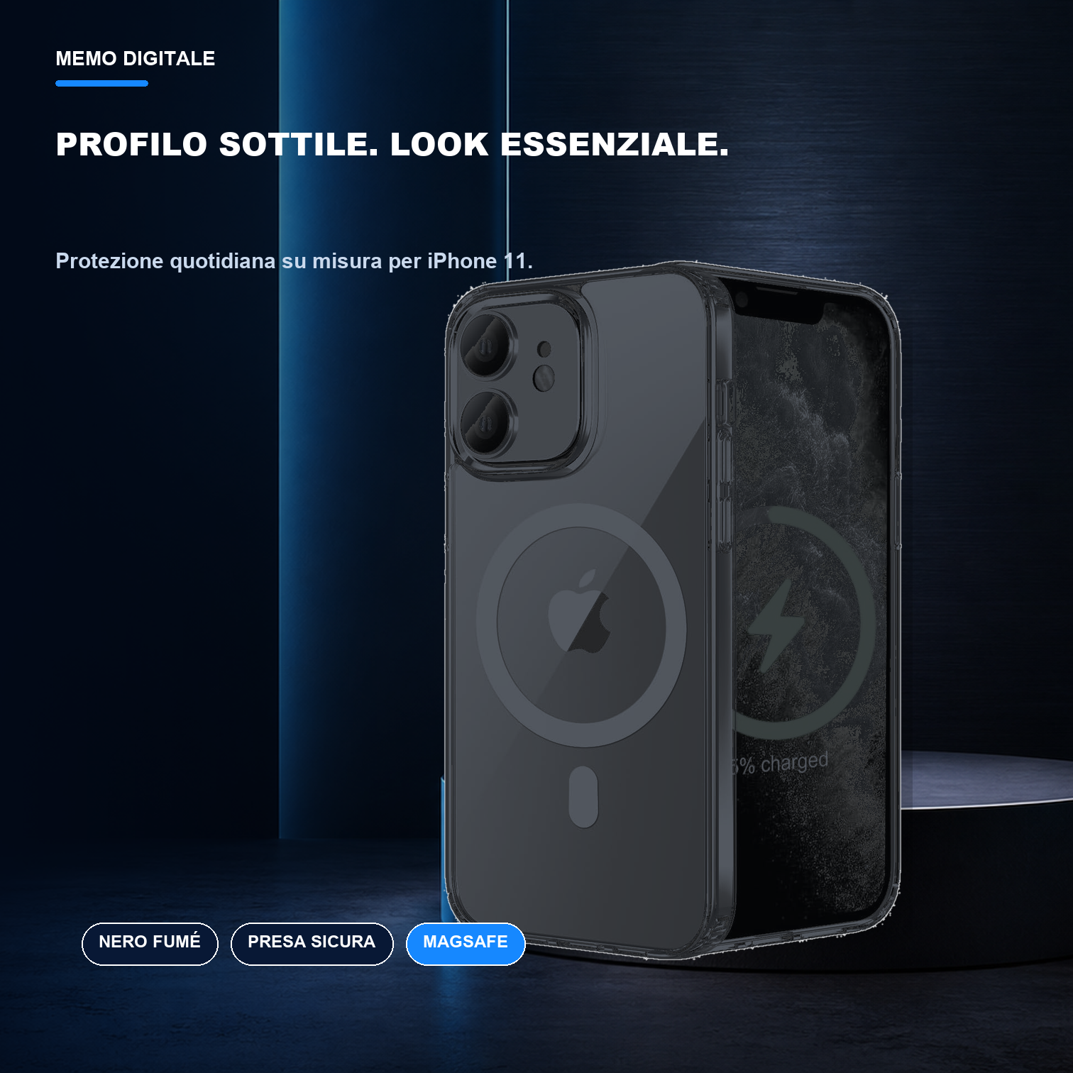 iPhone 11 | Cover nera MagSafe | Profilo nero e presa sicura
