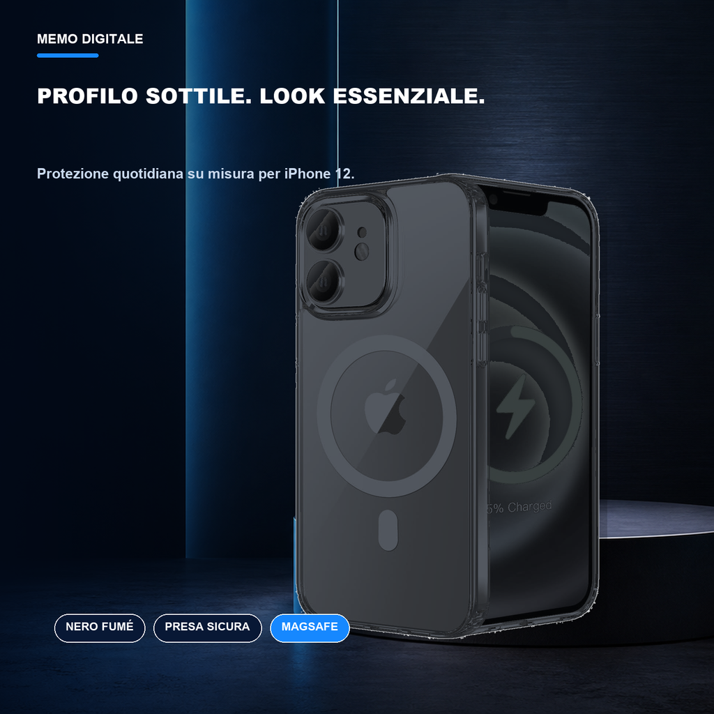 iPhone 12 | Cover nera MagSafe | Profilo nero e presa sicura