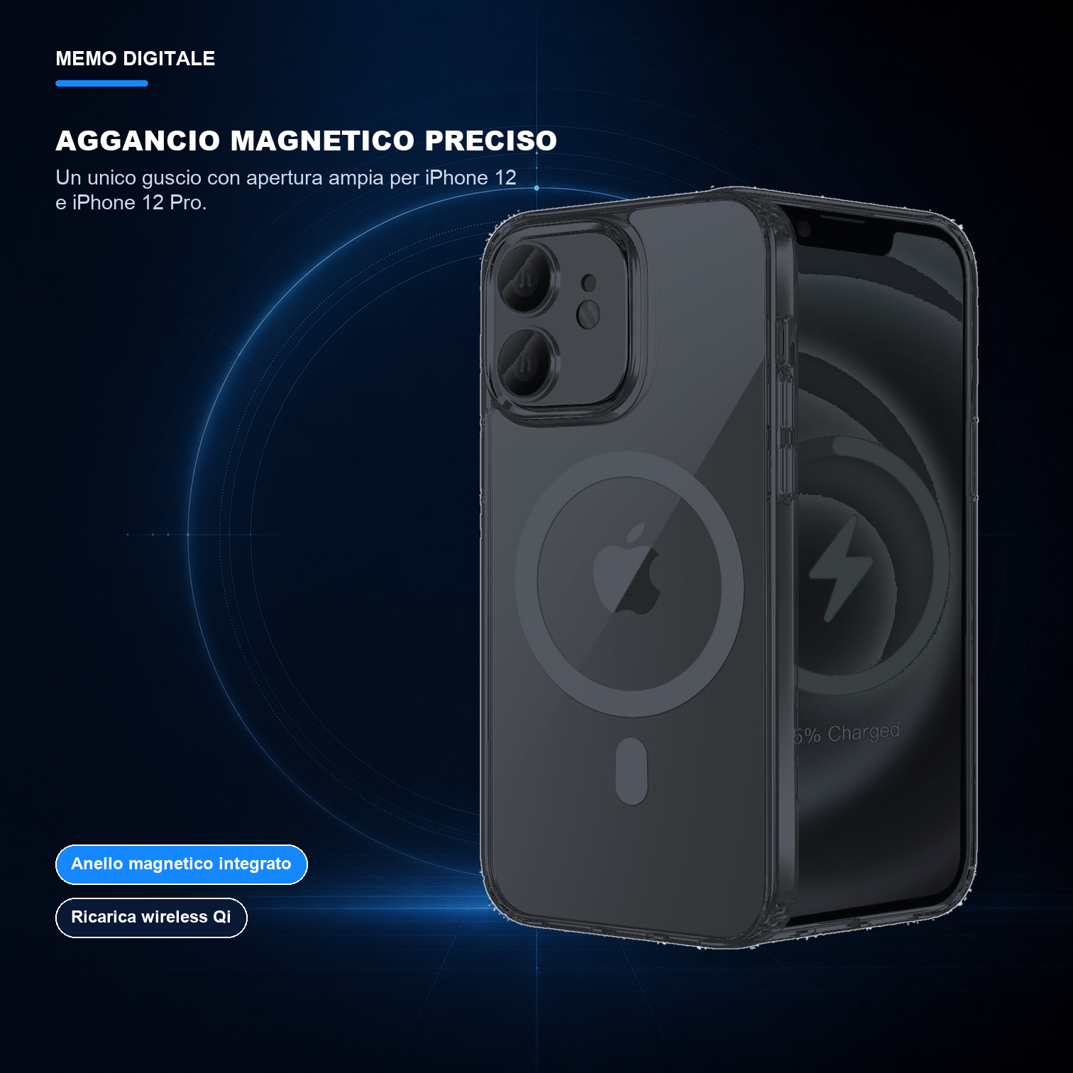 iPhone 12/iPhone 12 Pro | Cover nera MagSafe | Aggancio magnetico preciso