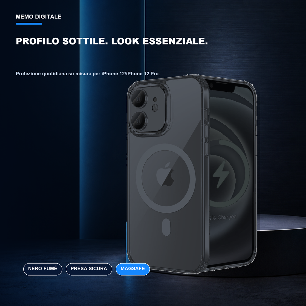 iPhone 12/iPhone 12 Pro | Cover nera MagSafe | Profilo nero e presa sicura