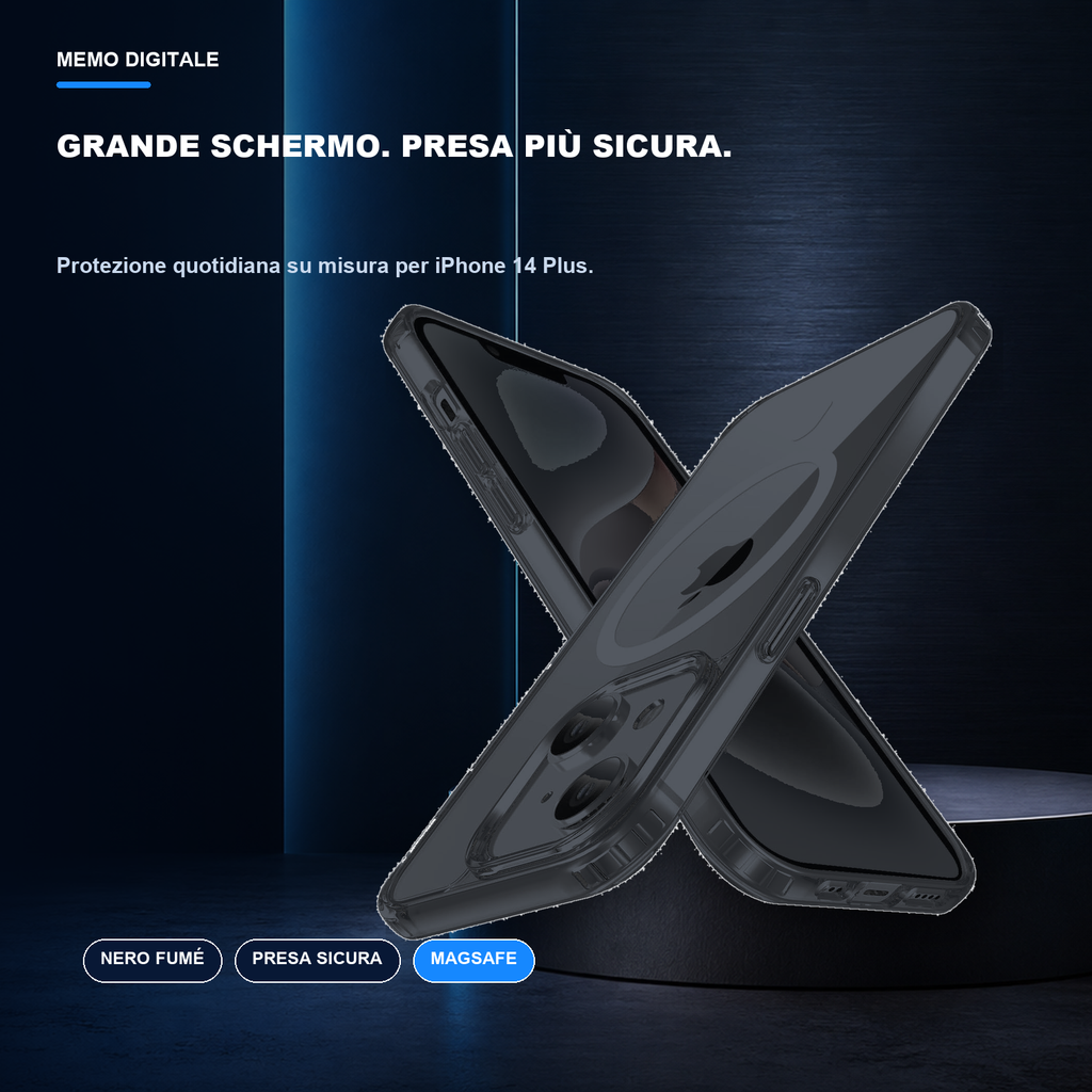 iPhone 14 Plus | Cover nera MagSafe | Profilo nero e presa sicura