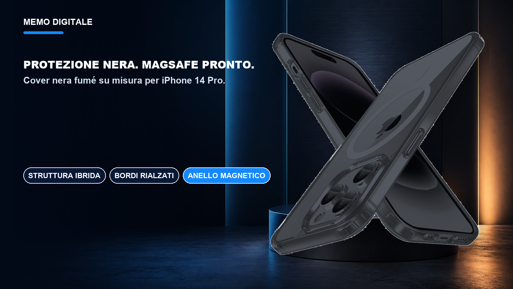 iPhone 14 Pro · Protezione nera. MagSafe pronto.