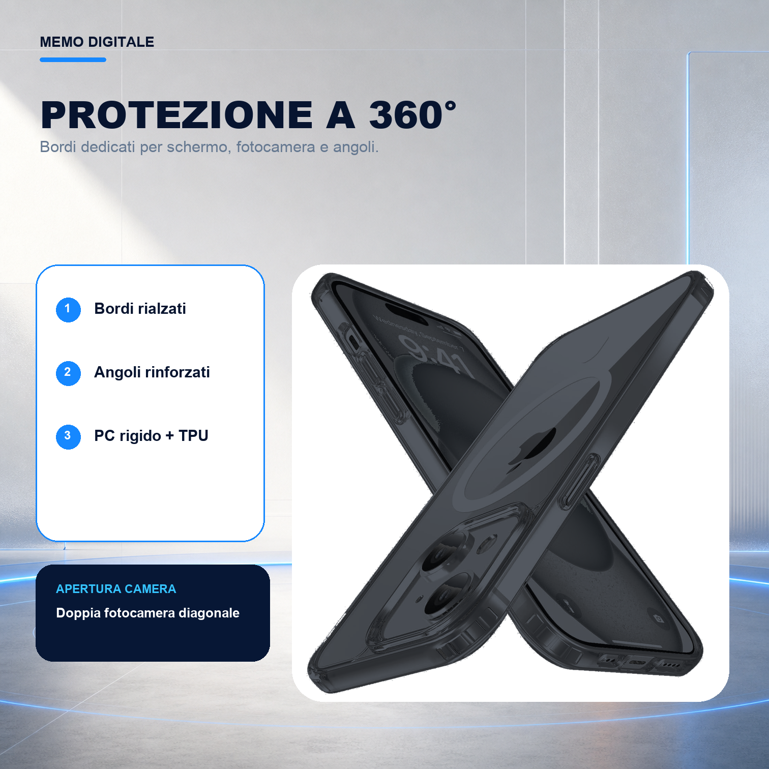iPhone 15 | Cover nera MagSafe | Protezione a 360 gradi