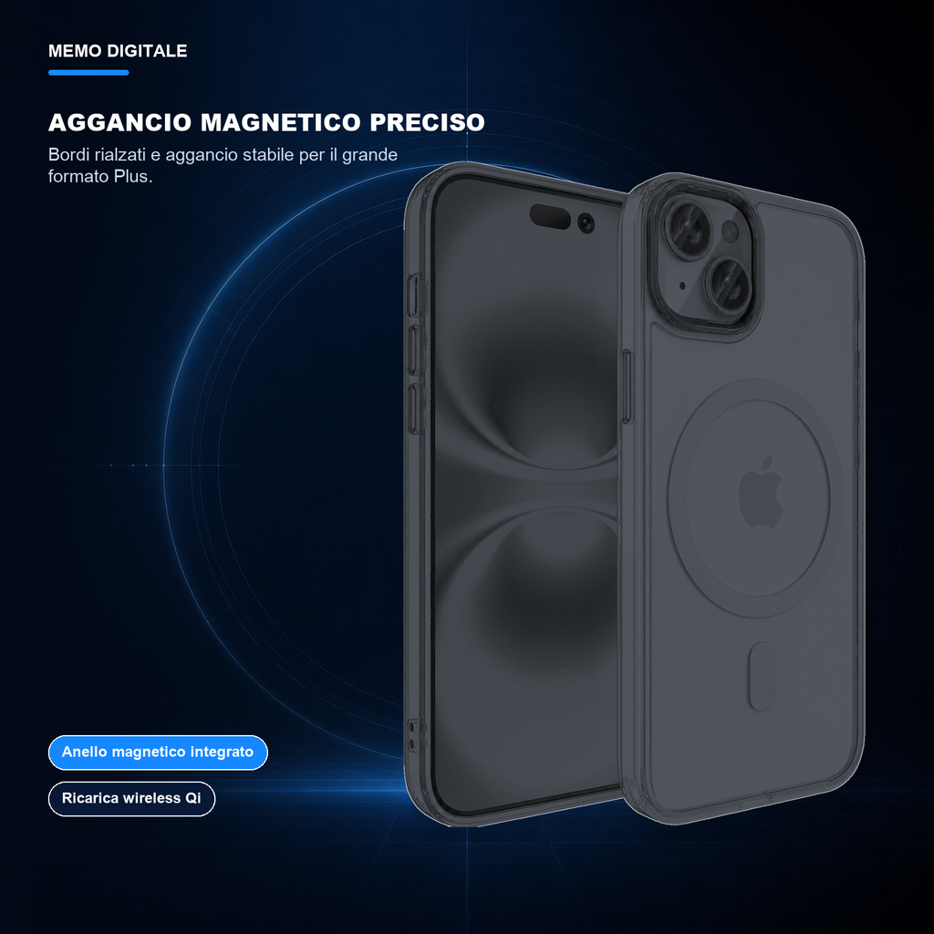 iPhone 15 Plus | Cover nera MagSafe | Aggancio magnetico preciso