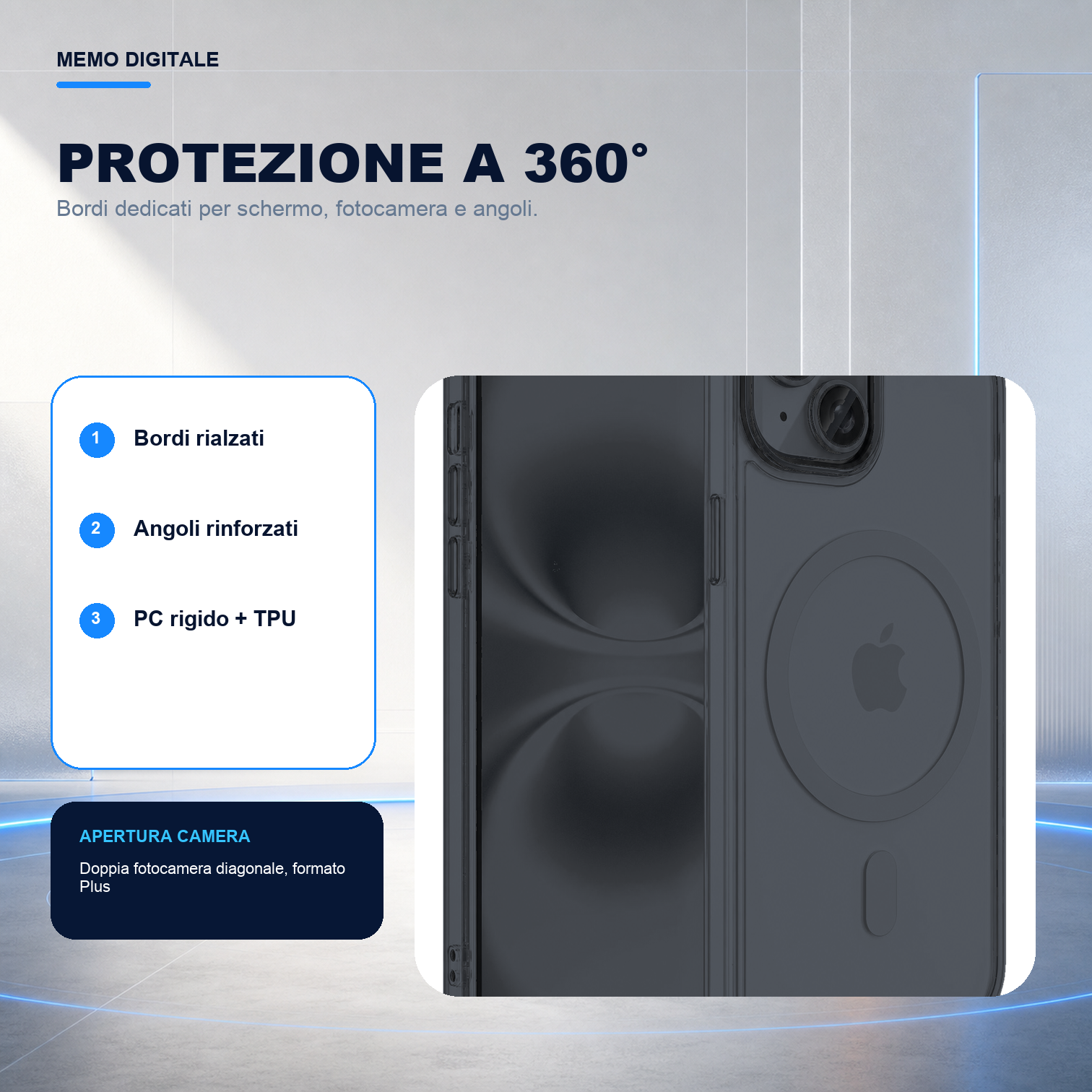 iPhone 15 Plus | Cover nera MagSafe | Protezione a 360 gradi