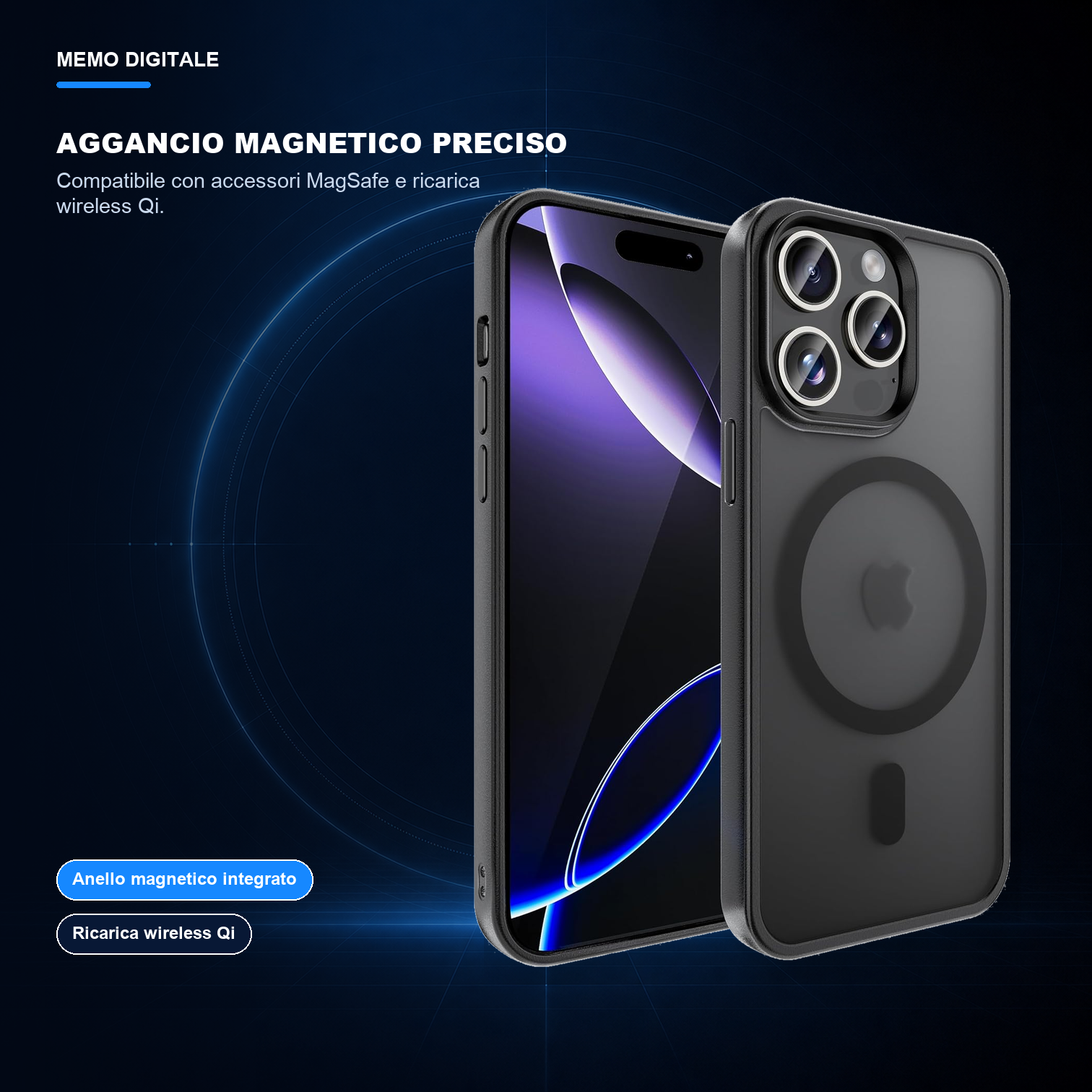iPhone 15 Pro | Cover nera MagSafe | Aggancio magnetico preciso