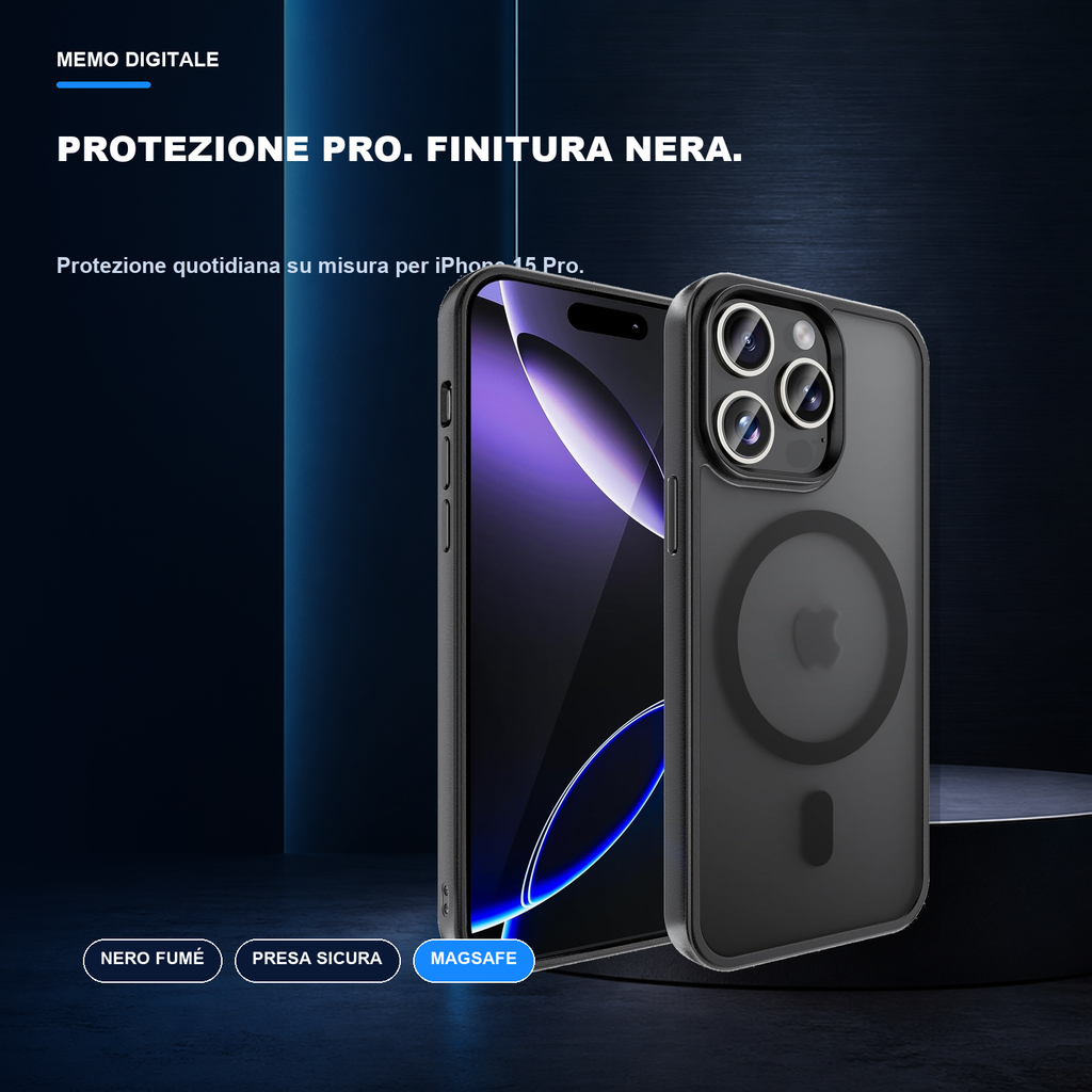 iPhone 15 Pro | Cover nera MagSafe | Profilo nero e presa sicura