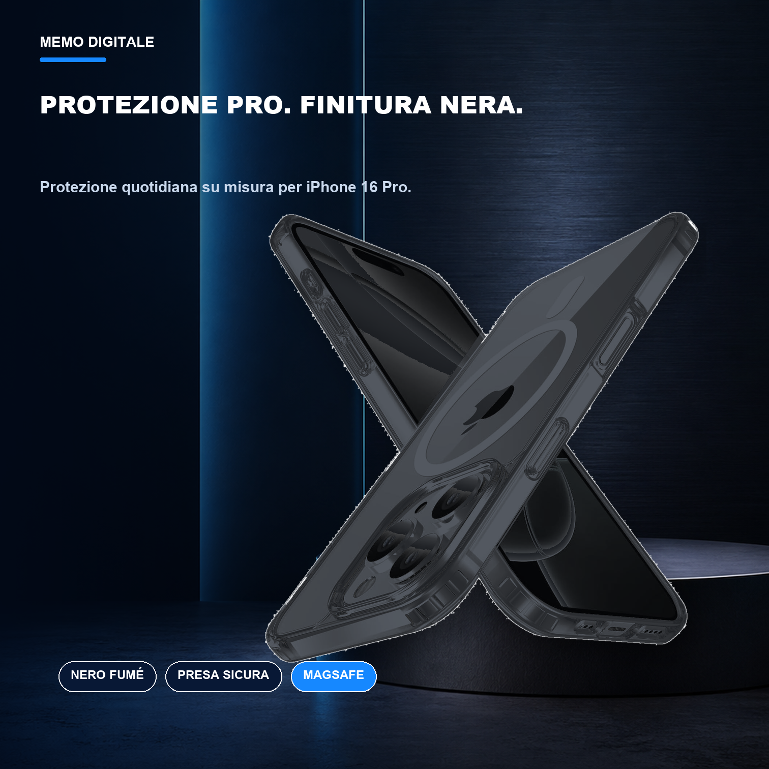 iPhone 16 Pro | Cover nera MagSafe | Profilo nero e presa sicura