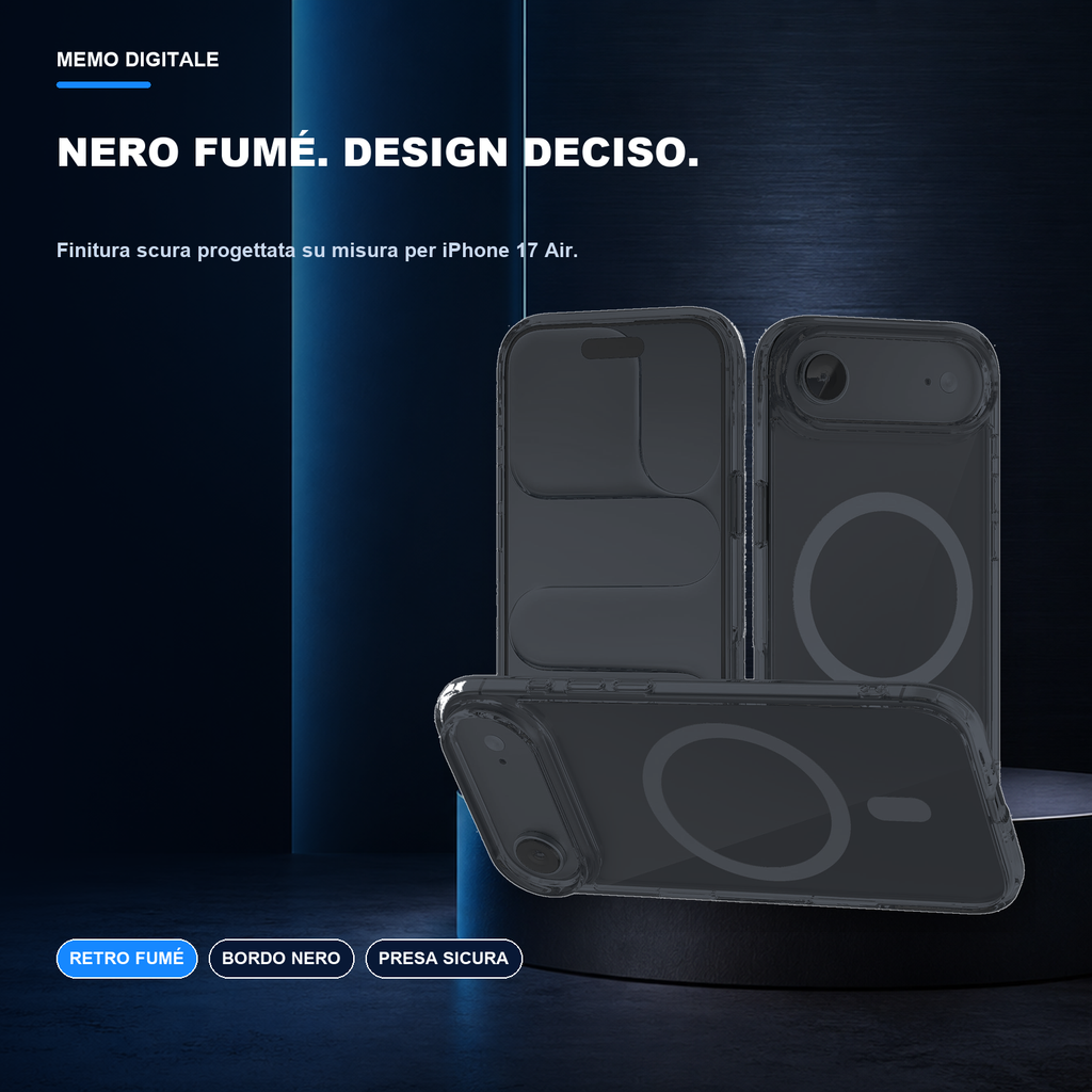 iPhone 17 Air | Cover nera MagSafe | Finitura nera fumé