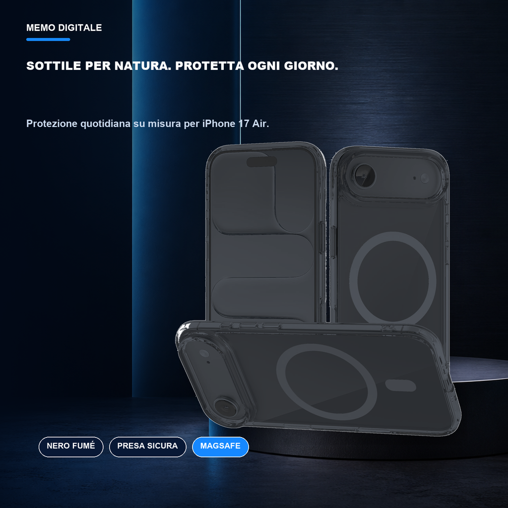 iPhone 17 Air | Cover nera MagSafe | Profilo nero e presa sicura