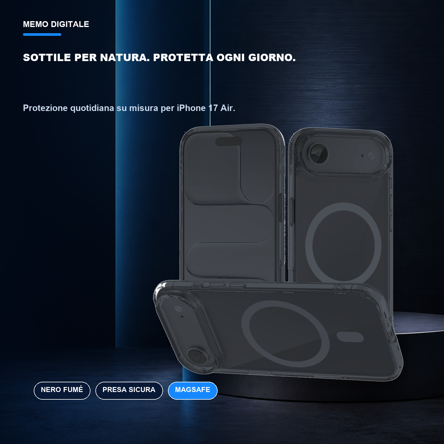 iPhone 17 Air | Cover nera MagSafe | Profilo nero e presa sicura