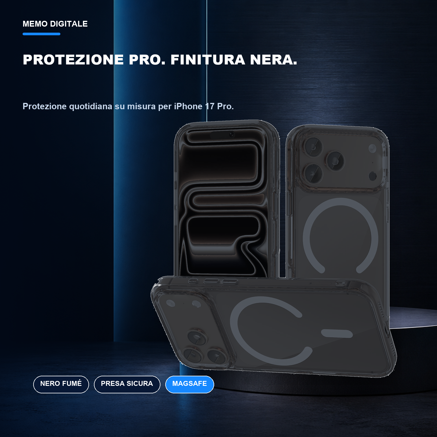 iPhone 17 Pro | Cover nera MagSafe | Profilo nero e presa sicura