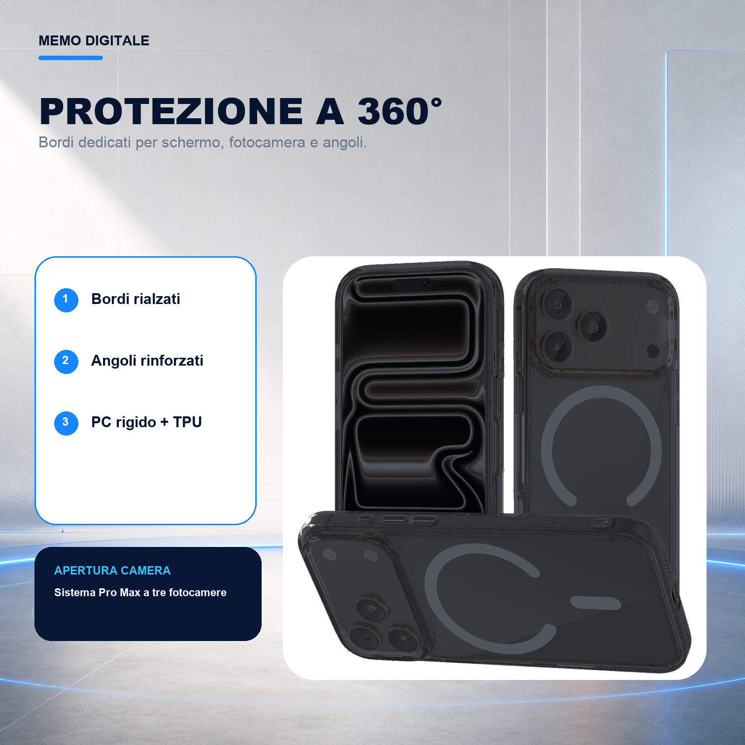 iPhone 17 Pro Max | Cover nera MagSafe | Protezione a 360 gradi