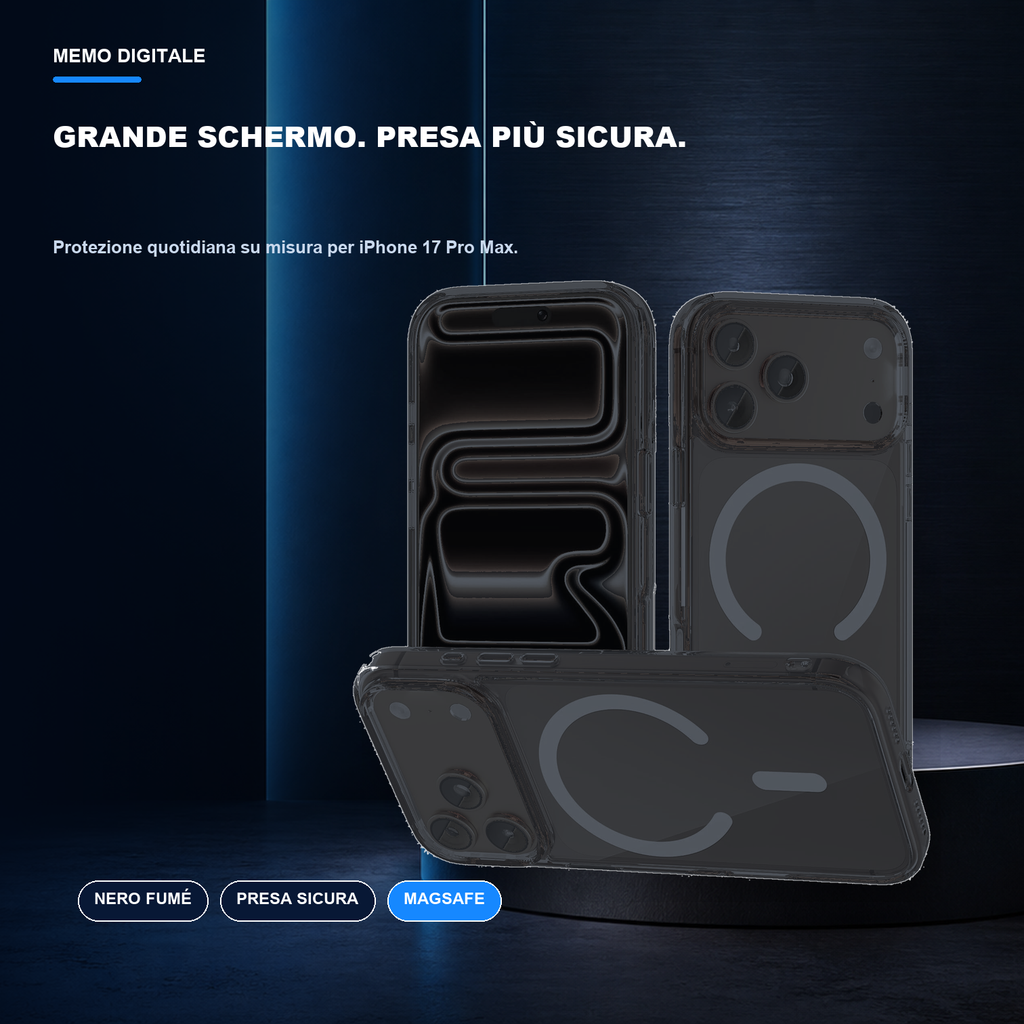 iPhone 17 Pro Max | Cover nera MagSafe | Profilo nero e presa sicura