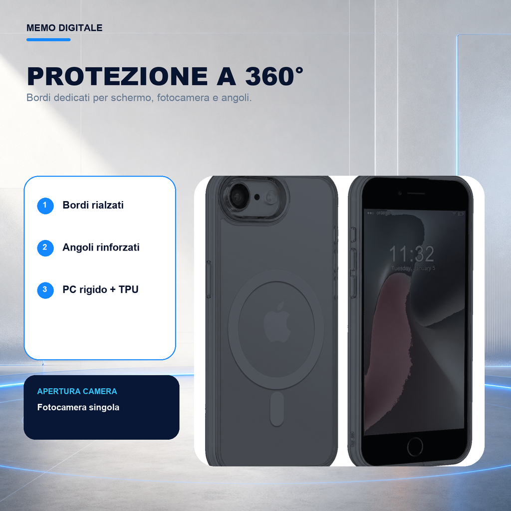 iPhone SE 2022/SE2020/8 | Cover nera MagSafe | Protezione a 360 gradi