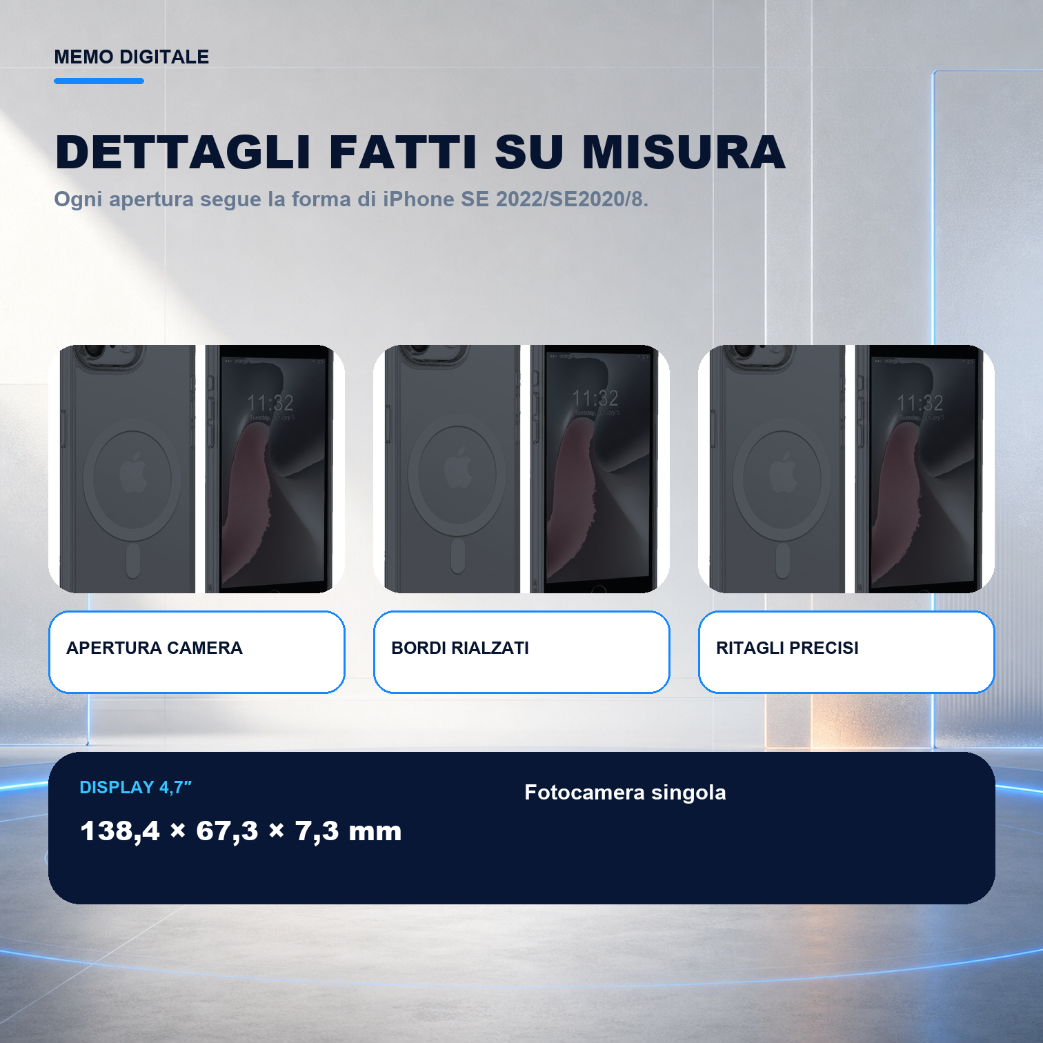 iPhone SE 2022/SE2020/8 | Cover nera MagSafe | Dettagli e ritagli su misura