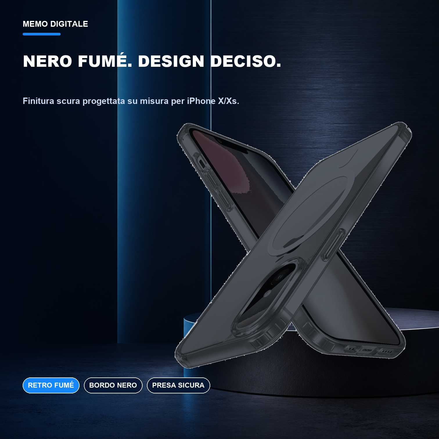 iPhone X/Xs | Cover nera MagSafe | Finitura nera fumé