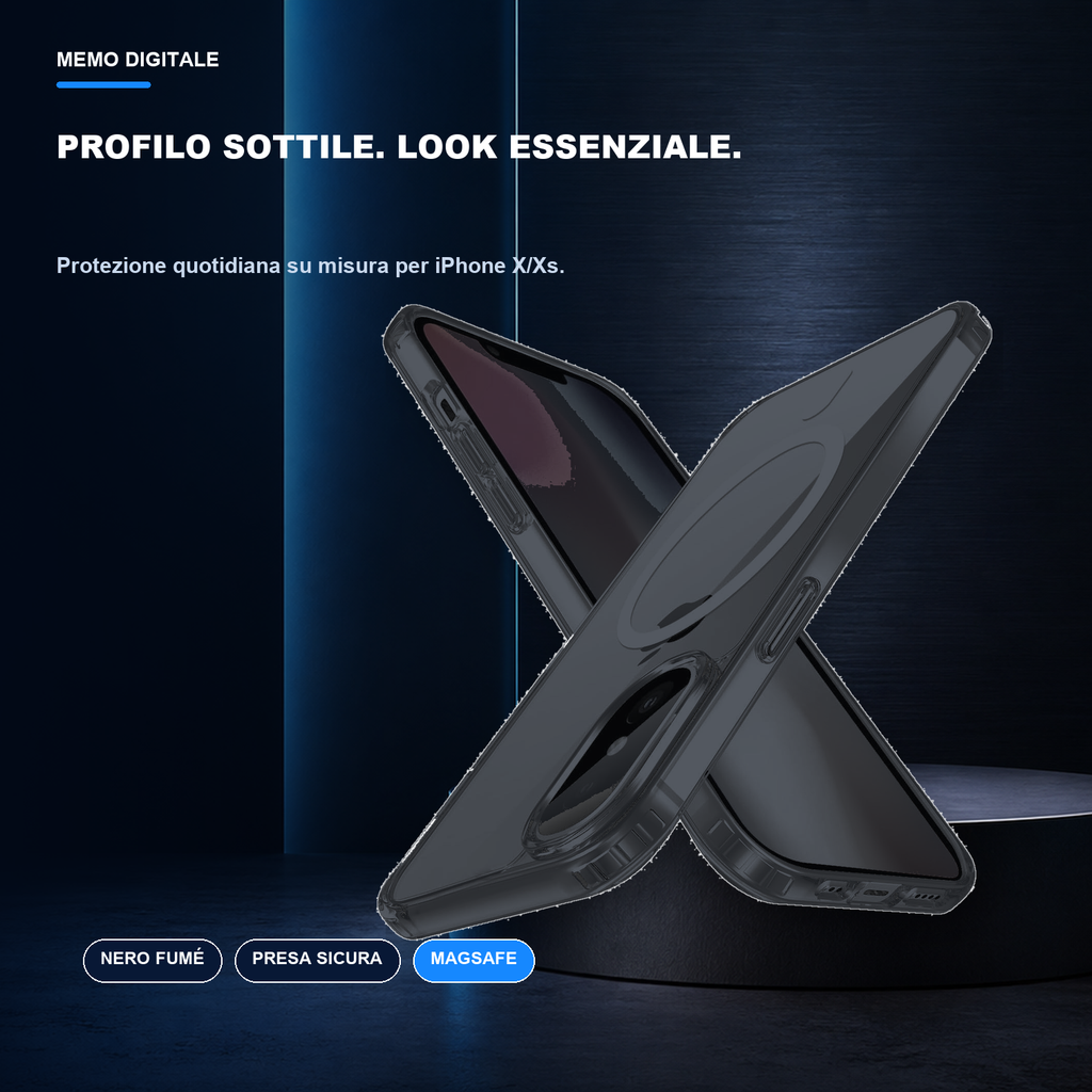 iPhone X/Xs | Cover nera MagSafe | Profilo nero e presa sicura
