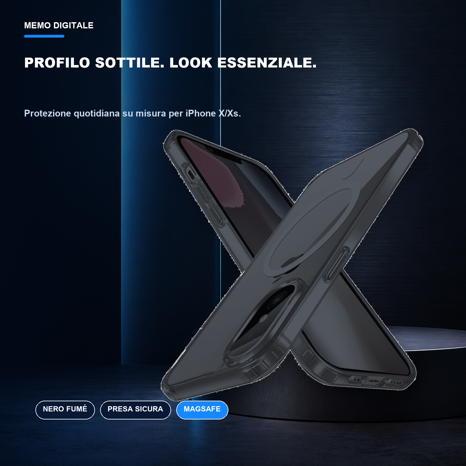 iPhone X/Xs | Cover nera MagSafe | Profilo nero e presa sicura
